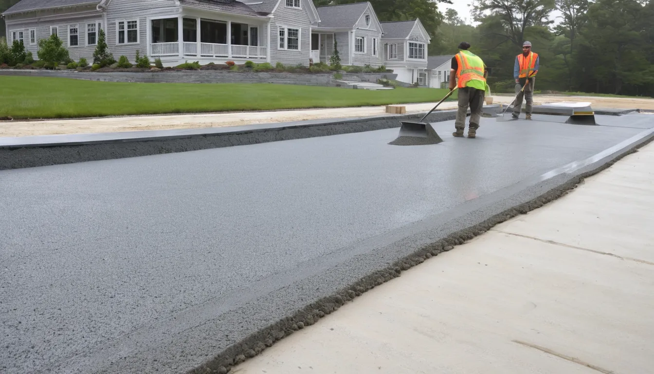 A freshly poured concrete driveway beside a Cape Cod style home in Chester Heights